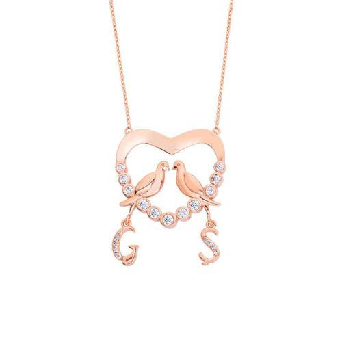 Su Yolu Kalpli Harfli Gümüş Kolye  GMS1619