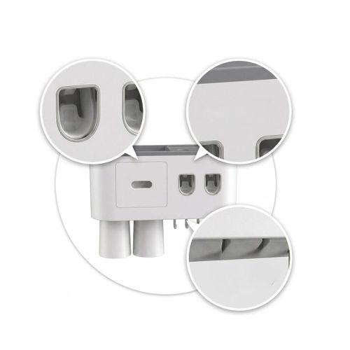 Çift Dispenserli Diş Macunu Sıkacağı 6 Fırçalık Bardaklı Banyo Organizer