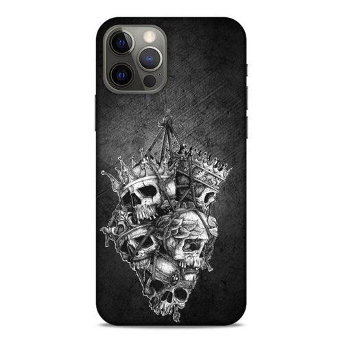 Lopard Apple iPhone 12 Pro Uyumlu Kılıf Tattoo's (47) Crystal Flex Kılıf Kafatasları