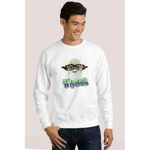 Yoda Hodja Baskılı Beyaz Erkek Sweatshirt