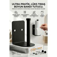 Mat Siyah Metal Berber Boyun Kağıdı Tutucu Askısı (Yapışkanlı & Vidalı) 723023