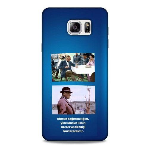 Samsung Galaxy Note 5 Kılıf Atatürk (6) Silikon Kılıf Koyu Mavi