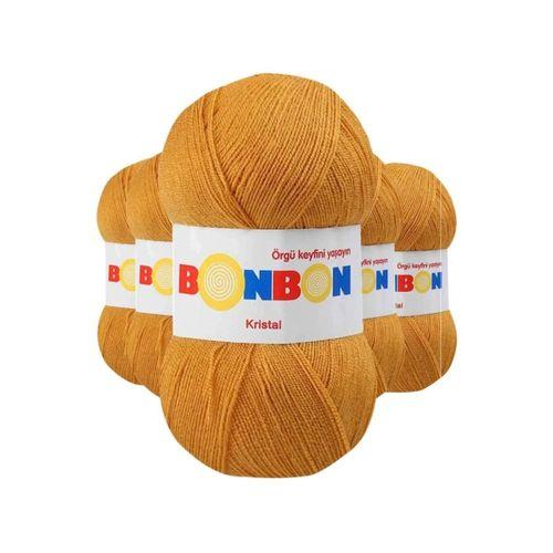 5 Adet Kristal El Örgü Lif İpi Hardal 98415 - bonbon mudanis