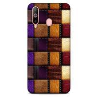 Samsung Galaxy A60 Kılıf Patchwork (13) Silikon Kap Mor Turuncu