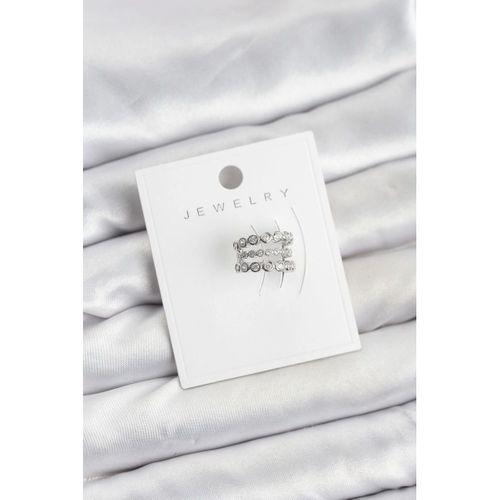 Gümüş Renk Zirkon Taşlı Pirinç Kıkırdak Earcuff Küpe