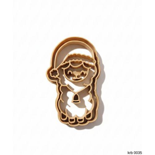 Çanlı Noel Kuzusu Kurabiye Kalıbı – Şapkalı Sevimli Kuzu Figürlü, Çift Parça Hamur Kesici, Şeker Hamuru ve Oyun Hamuru İçin