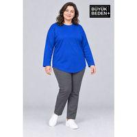 Süperlife Kadın Büyük Beden Bisiklet Yaka Süprem İnce Uzun Kollu Oval Etek Tişört SPR26BTSK943