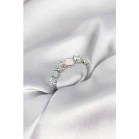 Gümüş Renk Minimal Plaka ve Zirkon Taşlı Kadın Yüzük