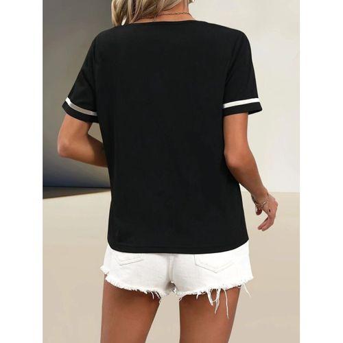 Kadın Kosa Kollu Ribanalı V Yaka Ve Kol Detaylı Viskon Bluz