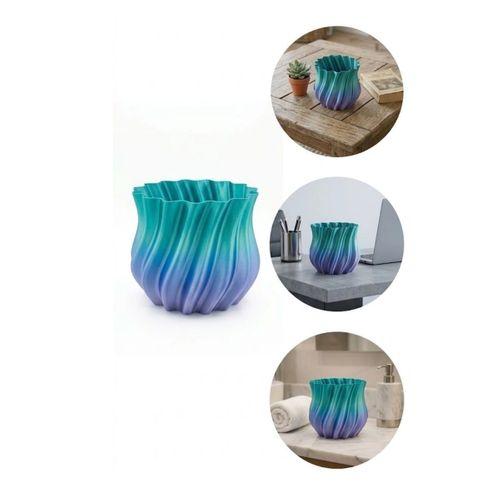 Mavi Degrade Kıvrımlı 3d Vazo Minimal Modern Ev Dekoru