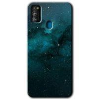 MRCİLETİSİM Samsung Galaxy M21 Kılıf HD Desen Baskılı Arka Kapak + Temperli Cam - Yıldızlararası