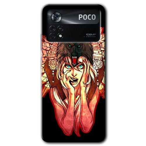 Poco x4 Pro Kılıf HD Desen Baskılı Arka Kapak - Kurt Kız + Kırılmaz Cam