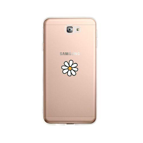 Samsung J7 Prime Papatya Desenli Premium Şeffaf Silikon Kılıf