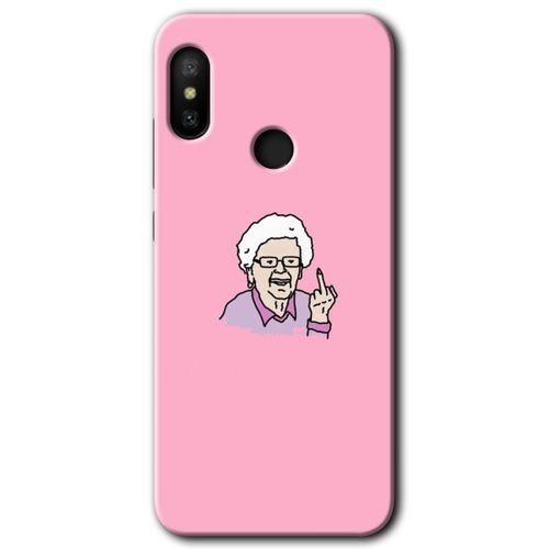 MRCİLETİSİM Xiaomi Redmi Note 6 Pro Kılıf HD Desen Baskılı Arka Kapak+Temperli Cam - Bad Grandmother