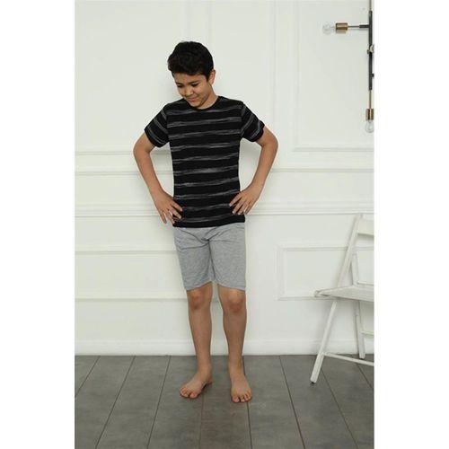 Erkek Çocuk Penye Şortlu Pijama Takım Siyah
