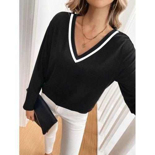 Kadın Uzun Kollu V Yakalı Viskon Iki Iplik Bluz