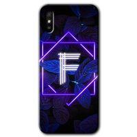 BeRa Aksesuar Xiaomi Redmi 9A Kılıf Baskılı Kapak - Dark Neon Yaprak F Harfi +Tam Kaplayan Mat Seramik