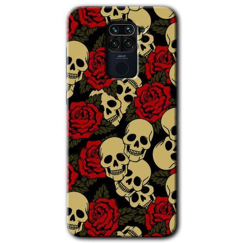 Xiaomi Redmi Note 9 Kılıf Baskılı Kapak - Kurukafa Aşk +Tam Kaplayan Mat Seramik