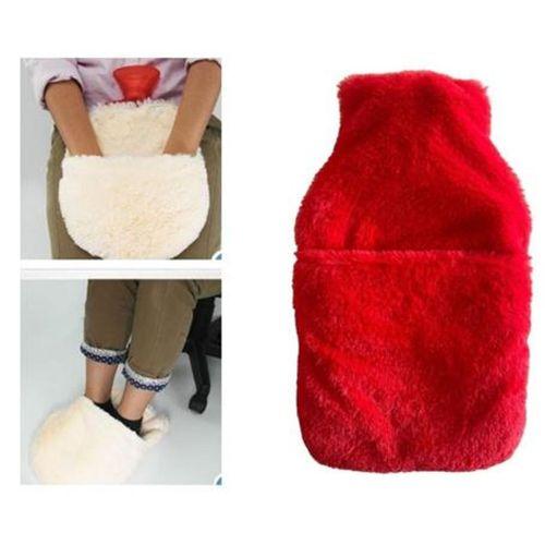 Sıcak Su Torbası Cepli Kırmızı Peluş Termofor 32,5X17,5Cm  1500 Ml