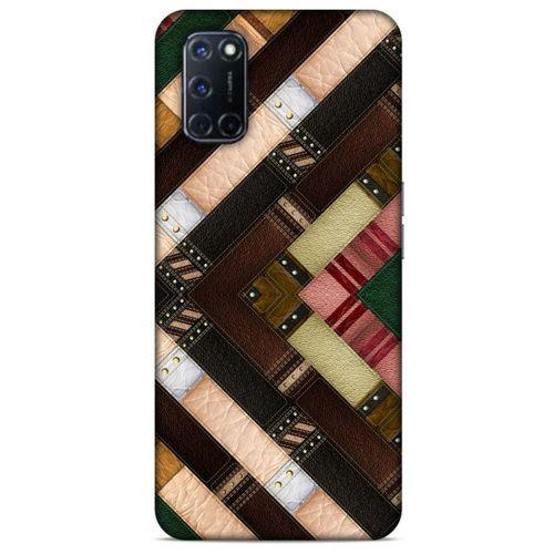 Oppo A52 Kılıf Patchwork (7) Telefon Kılıfı Koyu Kahverengi