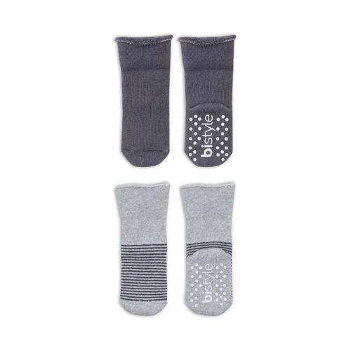 Bistyle Çemberli Kaymaz Havlu Soket Çorap 2'Li BS10503 Gri-Antrasit