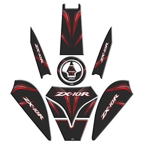 SEVGENT Kawasaki Zx10R Uyumlu Siyah Kırmızı Tank Pad Set
