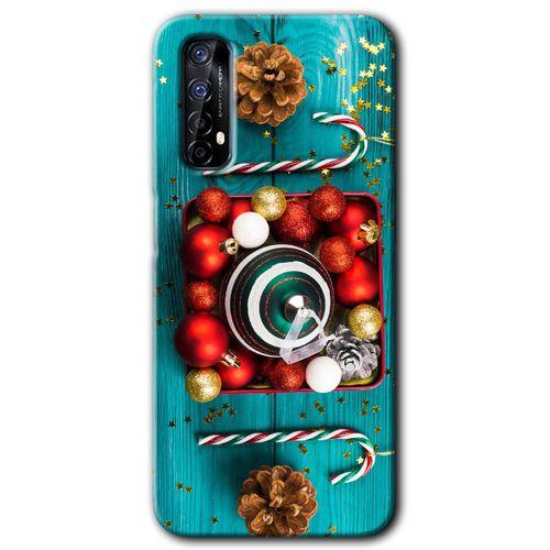 MRCİLETİSİM Realme 7 Kılıf Baskılı Kapak - Christmas + 5D Tam Kaplayan Cam