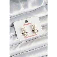 Pirinç Gold Renk Zirkon Taşlı Vintage Kadın Küpe