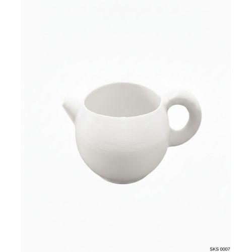 Beyaz Caydanlik Seklinde Mini Dekoratif Saksi 6 Cm Masa Ustu Ofis Dekoru