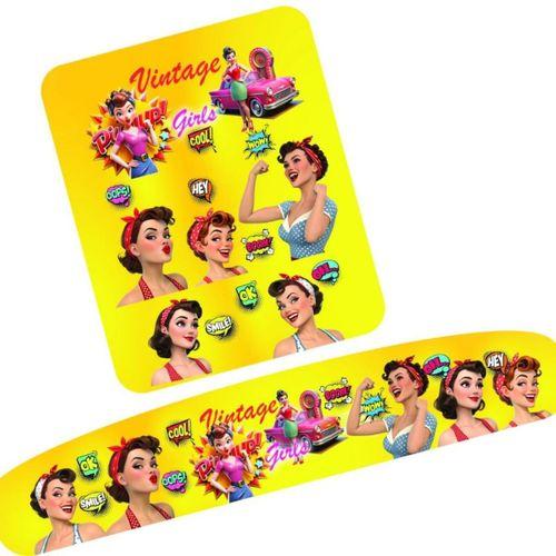 Vintage Kare Bilek Destekli MousePad ve KlavyePad Takım 2'li