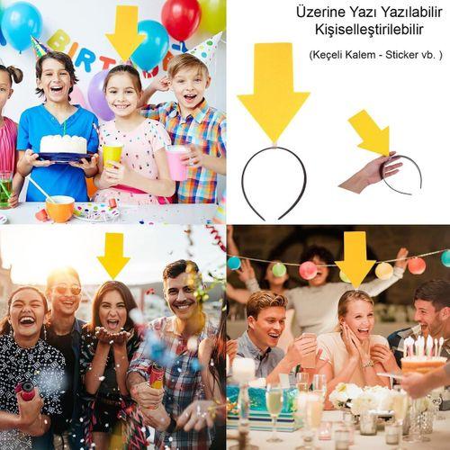 Kişiselleştirilebilir Ok Taç – Üzerine Yazı Yazılabilen Parti Tacı Sarı Renk