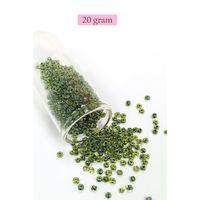 Dökme Cam Kum Boncuk (8/0) 3 mm - 20 Gram - Şeffaf Alacalı Yeşil - BNC171
