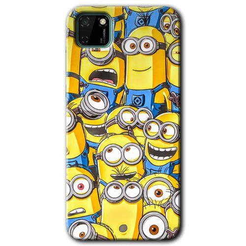Huawei Y5P Kılıf HD Desen Baskılı Arka Kapak + Temperli Cam - Minion Ordusu