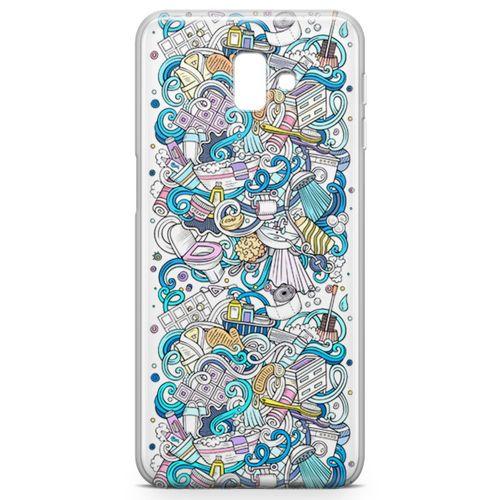 Samsung Galaxy J6 Plus Kılıf Doodle Banyo Aksesuarları Arka Kapak Koruma Desenli Full Koruyucu