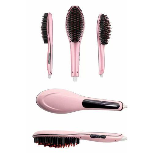 Elektrikli Saç Düzleştirici Tarak Saç Düzleştirici Fırça Sıkı Dişli Pembe