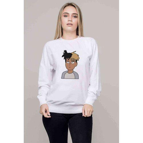 Anime Xxtentecion Baskılı Beyaz Kadın Sweatshirt