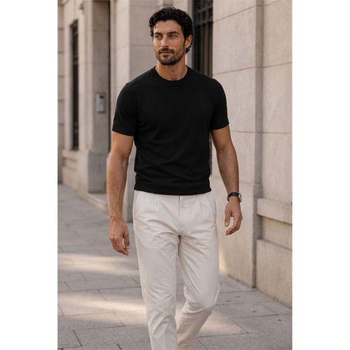 Kwon Bisiklet Yaka Basic Kısa Kollu İnce Triko Erkek T-Shirt - Siyah