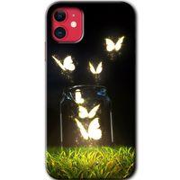 MRCİLETİSİM iPhone 11 Kılıf Kapak - Işıklı Kelebekler +Hayalet Ekran Yandan Gözükmez