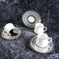 Evaliza Crown Platin 6 Kişilik Porselen Kahve Fincan Takımı 80 ml 44199