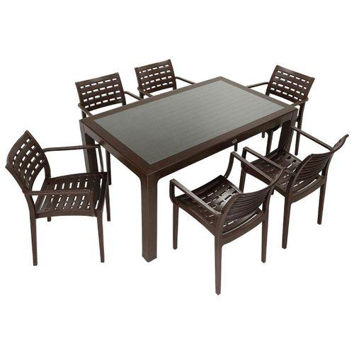 Mandella Wood 90x150 Cafe Koltuk Camlı Masa Takımı KAHVERENGİ