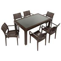 Mandella Wood 90x150 Cafe Koltuk Camlı Masa Takımı KAHVERENGİ