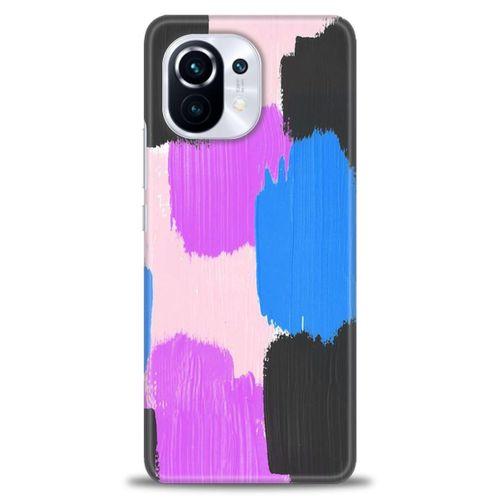 Xiaomi Mi 11 Kılıf HD Baskılı Kılıf - Mor Siyah + Tam Ekran Koruyucu