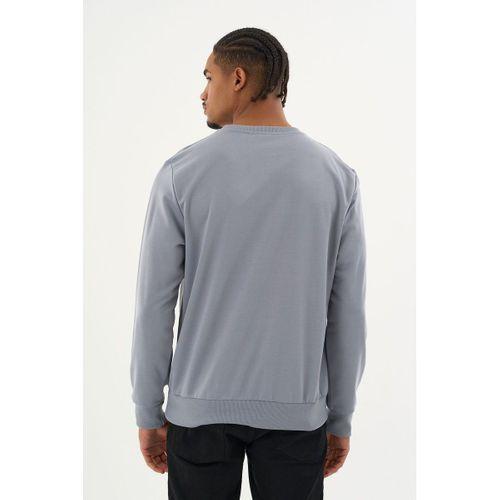 Süperlife Erkek Gri Bisiklet Yaka Ribanalı Regular Fit Sweatshirt spr26swk930