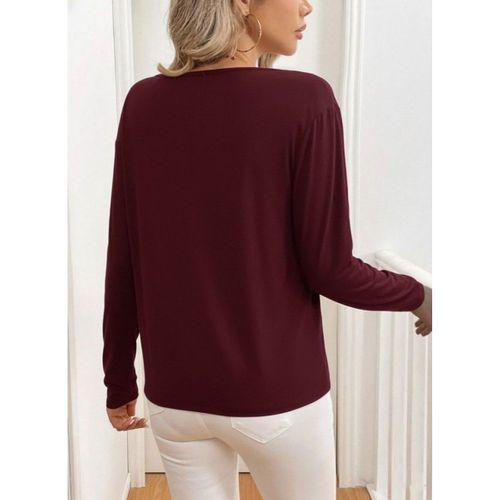 Kadın Uzun Kollu V Yakalı Viskon Iki Iplik Bluz