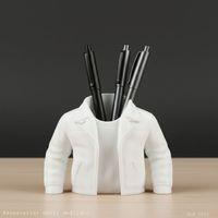 Beyaz Ceket Tasarımlı Kalemlik Masaüstü Plastik Düzenleyici