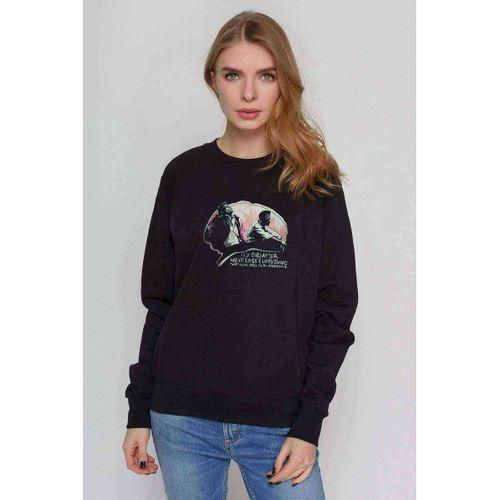 Fight Club2 Baskılı Siyah Kadın Sweashirt