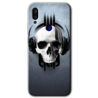 MRCİLETİSİM Xiaomi Redmi Note 7 Kılıf Baskılı Kapak - Müzik Kurukafa + 5D Tam Kaplayan Cam