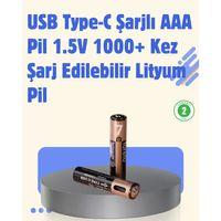 Usb Type-c Şarjlı Aaa Lityum Pil | 1.5v Sabit Voltaj, 1000+ Şarj Döngüsü İle Uzun Ömür
