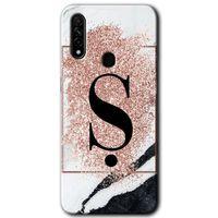 OPPO Oppo A31 Kılıf HD Desen Baskılı Arka Kapak - Pembe Mermer Desenli Ş Harfi