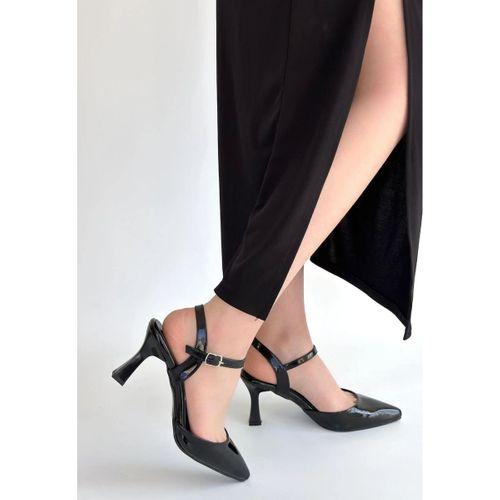 Suden Siyah Rugan Topuklu Ayakkabı